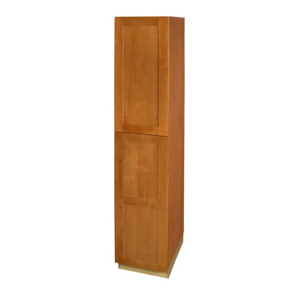 Home Decorators Collection Newport 18 in. W x 21 in. D x 84 in. H Assembled Plywood Vanity Linen Bath Cabinet in Cinnamon with Soft Close RH