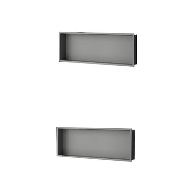 36 in. W x 12 in. H x 4 in. D Recessed Single Tier Shower Niche, Stainless Steel Wall Niche in Gunmetal Gray (Pack of 2)