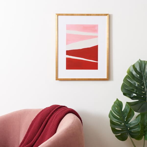 Paint The Town Pink Framed Mixed Media Abstract Wall Art 4 in. x 19 in.