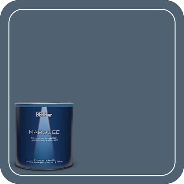 BEHR MARQUEE 1 qt. #PPU14-19 English Channel One-Coat Hide Satin Enamel Interior Paint & Primer