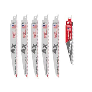 9 in. 5 TPI AX Nail-Embedded Wood Cutting Blades & 6 in.6 TPI WRECKER Carbide Multi-Material Cutting SAWZALL Blade (6PK)