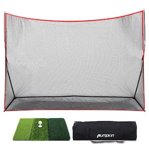 10 ft. x 7 ft. Golf Practice Net with 7-Ply Knotless Netting, Hitting Mat, Rubber Tee and Carrying Bag