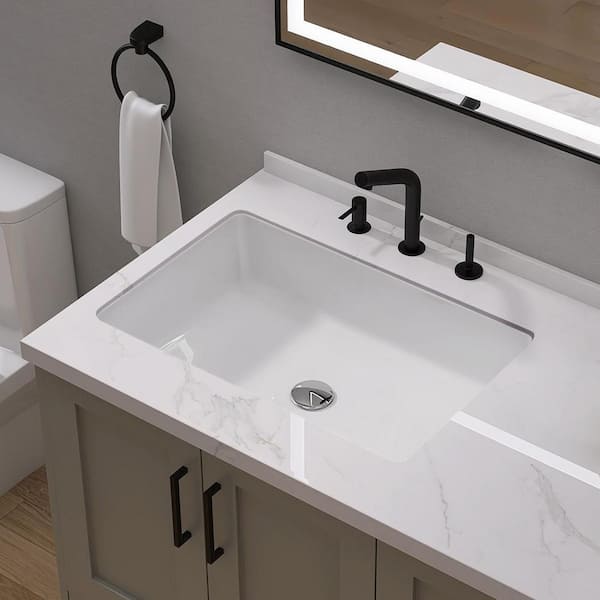 Zeafive 23 in. Undermount Bathroom Sink in Gloss White