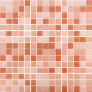 Mingles 12 in. x 12 in. Glossy Peach Pink Glass Mosaic Wall and Floor Tile (20 sq. ft./case) (20-pack)