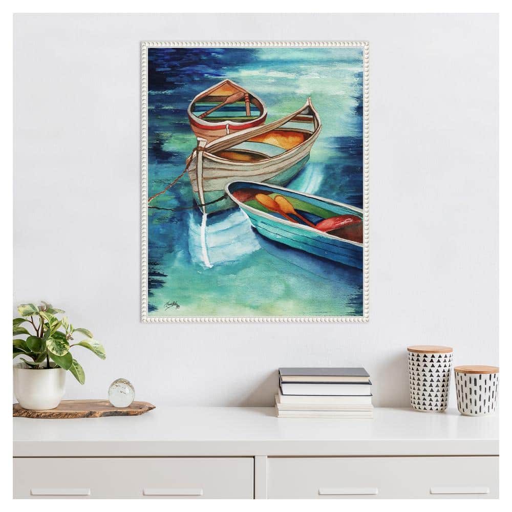 Beaded Perimeter Nautical Rowboats Canvas Wall Art