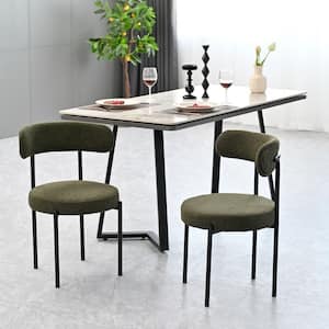 Green Boucle Velvet Upholstered Dining Chair (Set of 2) with Curved Backrest (Table Not Included)