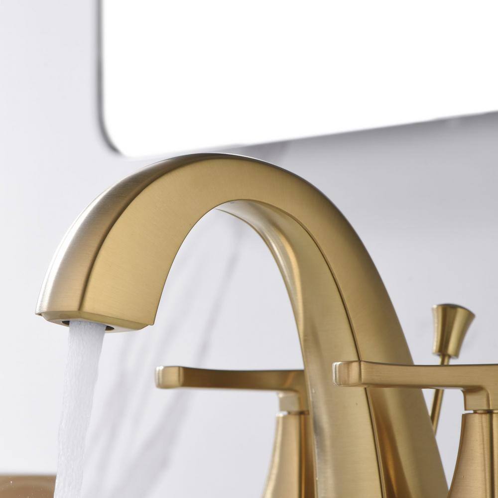 Brushed Gold 2-Handle Centerset Bathroom Faucet with Drain Assembly