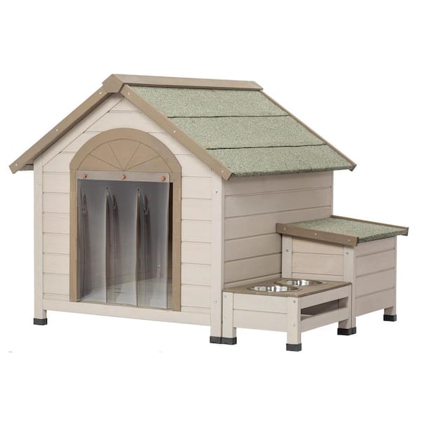 Foobrues Outdoor Fir Wood Dog House With An Open Roof Ideal For Small ...