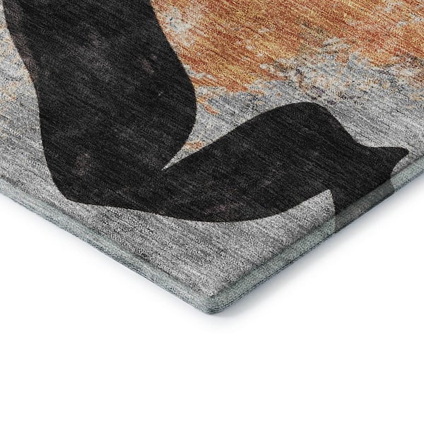 Mayfield Premium Machine Washable Abstract AMF2191 Gray 8 ft. x 8 ft. Round Rug