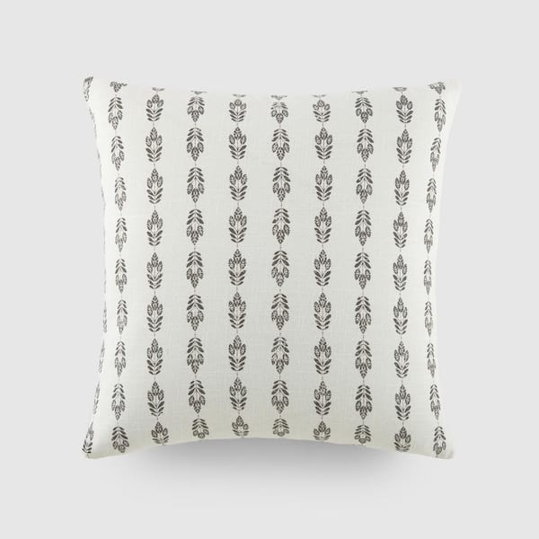 Becky Cameron Elegant Patterns Cotton 20 in. x 20 in. Decor Throw Pillow in Folk Leaves Gray