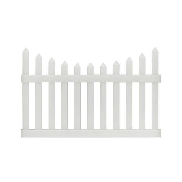 Veranda Pro-Series 4 ft. H x 6 ft. W White Vinyl Westchester Scalloped Spaced Picket Fence Panel