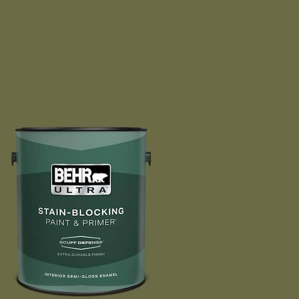 BEHR ULTRA 1 gal. Home Decorators Collection #HDC-CL-20 Portsmouth Olive Extra Durable Semi-Gloss Enamel Interior Paint & Primer