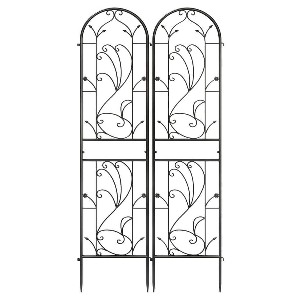 87 in. H Garden Trellises, Black Metal Coated Rustproof Trellis, 2-Pack