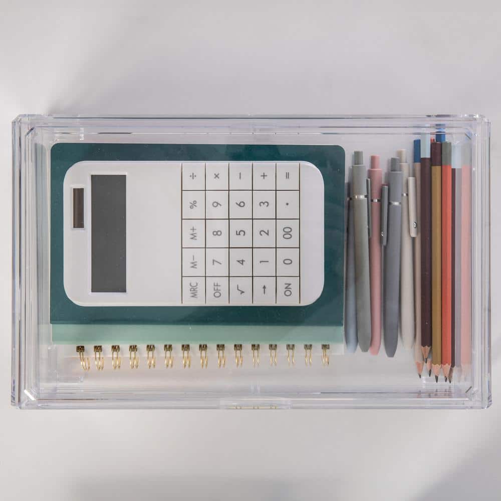 Clear Plastic Stackable Office Organizer with Drawer