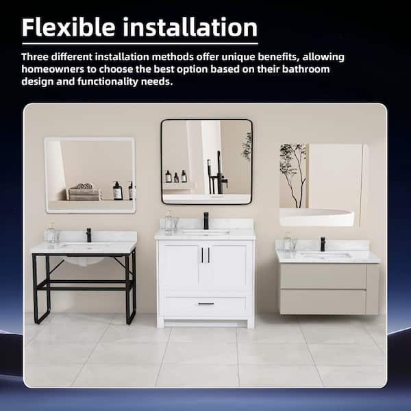 Zeafive Cala 36 in. W x 22 in. D Engineered Stone White