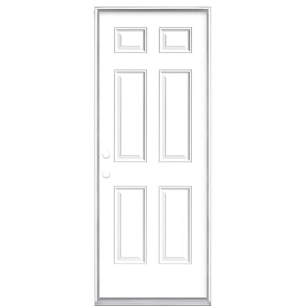 Masonite 30 in. x 80 in. 6-Panel Right-Hand Inswing Painted Steel Prehung Front Exterior Door No Brickmold
