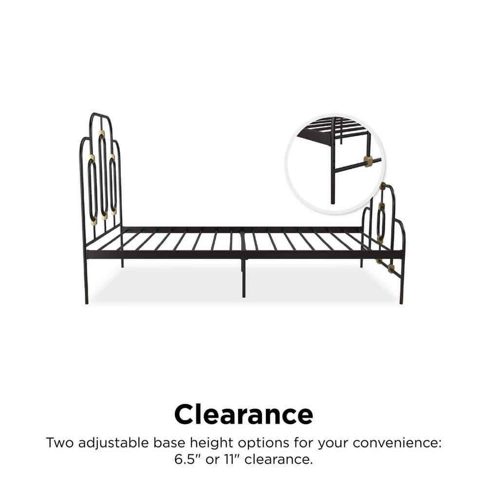 Olivia Twin Black and Gold Metal Bed Frame with Headboard