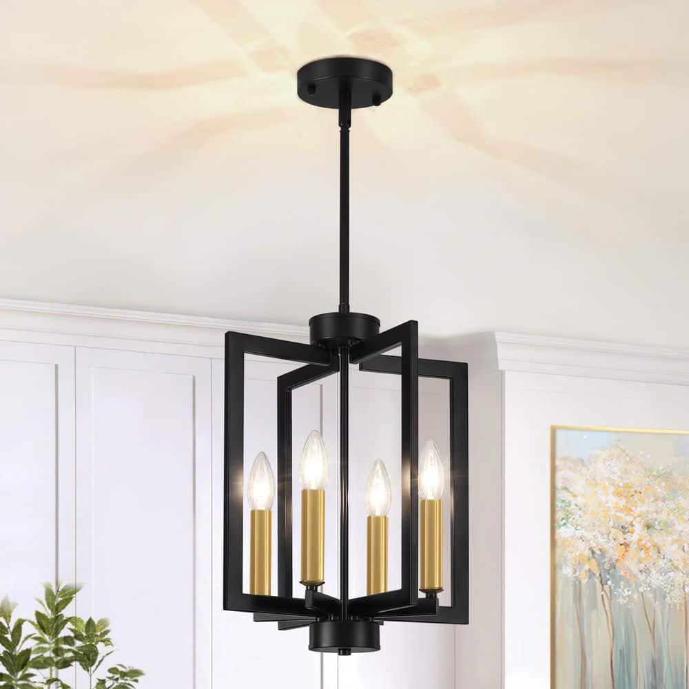 4-Light Modern Geometric Black and Gold Chandeliers for Dining Room Kitchen Island Entryway price history on PriceWatchPro
