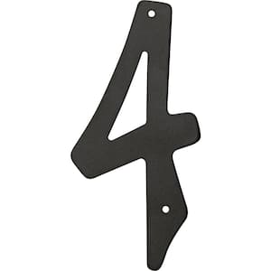 4 in. Black Nail-On Aluminum House Number 4