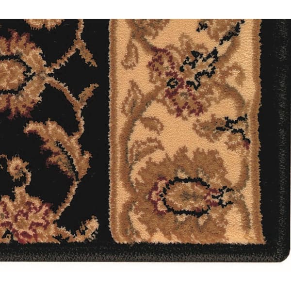 Kurdamir Rockland Black 26 in. x Your Choice Length Stair Runner Rug