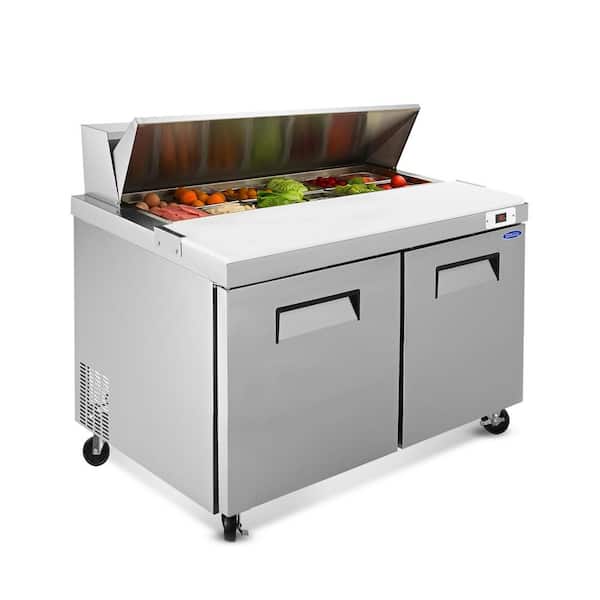 Biscayne Bay 48 in. 14 cu. ft. Commercial Refrigerator with Salad&Sandwich Prep Table in Silver