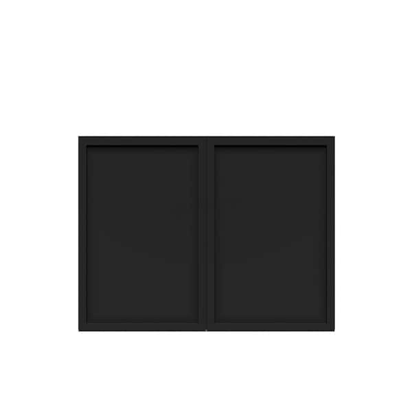 LIFEART CABINETRY Slim Shaker Assembled 24 in. W x 18 in. H x 12 in. D Wall Bridge Kitchen Cabinet in Black