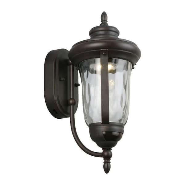 Home Decorators Collection Aldwynne 15.63 in. Bronze Motion Sensing LED Outdoor Wall Light Lantern Sconce