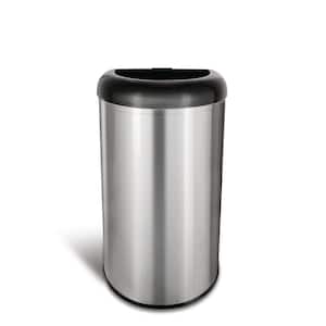 13 Gal. Black Open Top Lid Stainless Steel Trash Can