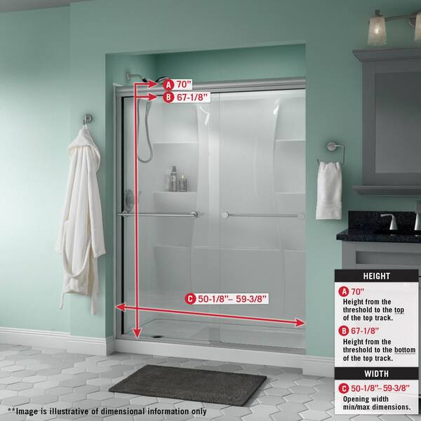 Delta Simplicity 60 In X 70 Semi Frameless Traditional Sliding Shower Door Nickel With Frosted Glass 1118540 Delta Simplicity 60 In X 70 Semi, Home Depot Frameless Sliding Shower Doors