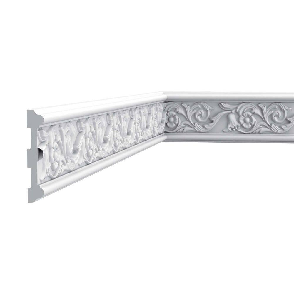 Primed White Polyurethane Floral Crown Moulding Set