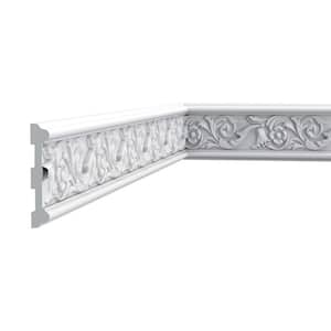 3/4 in. D x 4-3/8 in. W x 78- 3/4 in. W L Floral Primed White Polyurethane Panel Moulding (2-Pack)