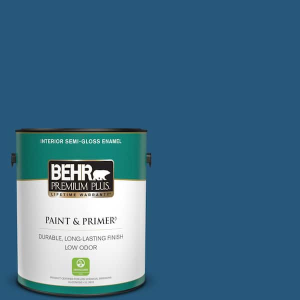 BEHR PREMIUM PLUS 1 gal. #S-H-560 Royal Breeze Semi-Gloss Enamel Low Odor Interior Paint & Primer