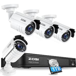 H.265+ 8 Channel 5MP-LITE DVR 1TB Hard Drive Security Camera System with 4 1080p Wired Cameras, Remote Access