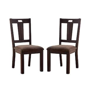 Walnut and Ash Brown Fabric Upholstered Side Chairs (Set of 2)