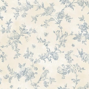 French Nightingale Blueberry Toile Paper Strippable Roll Wallpaper (Covers 56.4 sq. ft.)