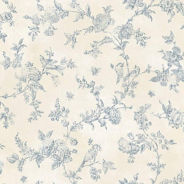 Chesapeake French Nightingale Blueberry Toile Paper Strippable