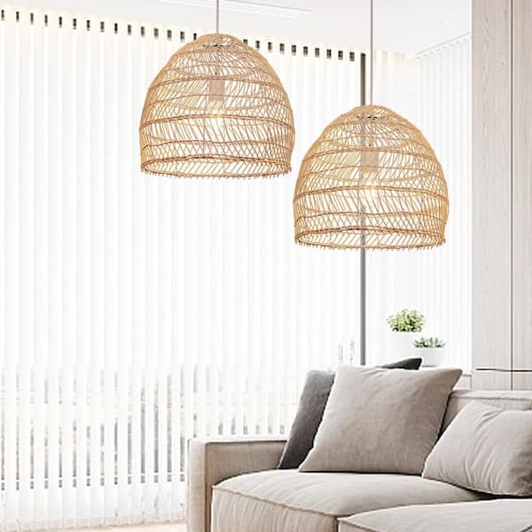 Arturesthome Rattan Woven Pendant Light Ceiling Chandelier, Handmade  Hanging Lamp Shades Crafts Lampshade Farmhouse Coastal 