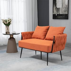 25.59 in. Upholstered Single Leisure Arm Sofa with Metal Frame in Orange