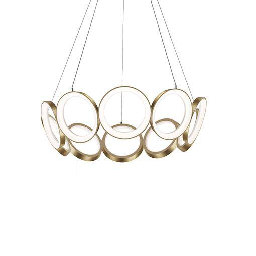 Oros Antique Brass 10-Light LED Chandelier with Crystal Accents
