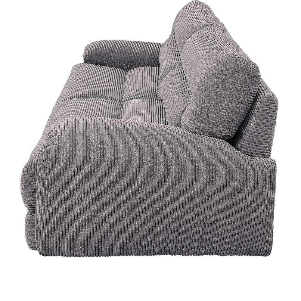 Gray Microfiber Two-Piece Tufted Loveseat with Rolled Arms