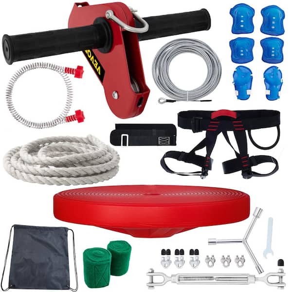Details about   120 ft Zip line Kit with Seat Brake Speed Trolley Pulley with Grip Handle Bar 