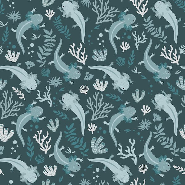 RoomMates Axolotl Blue Underwater Garden Peel and Stick Wallpaper