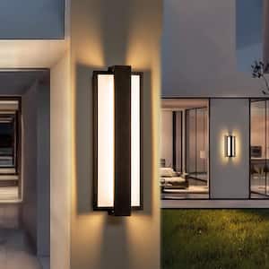 Renee 1-Light Modern Black Outdoor Hardwired Cylinder Aluminum Integrated LED IP54 Waterproof Wall Sconce