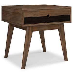 Clarkson Solid Acacia Wood 22 in. Wide Rectangle Contemporary End Table in Rustic Natural Aged Brown