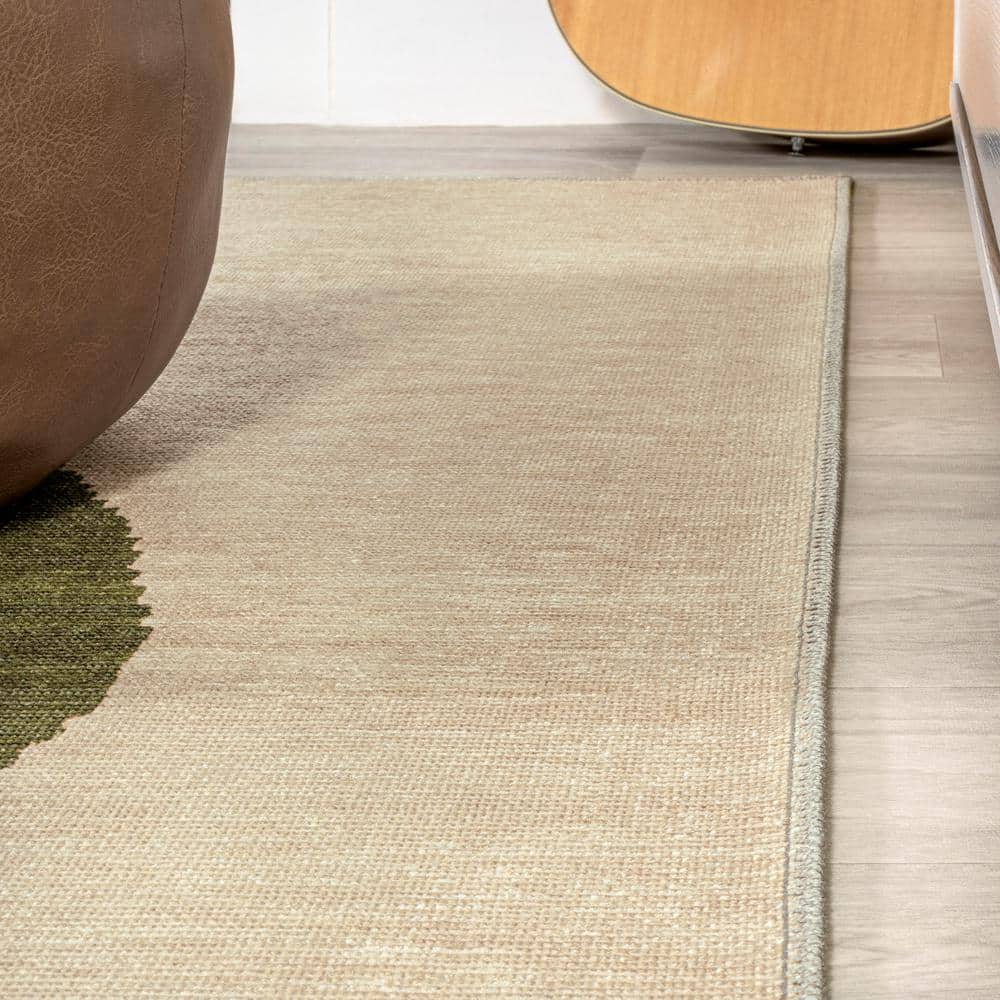 Cirkel 3' x 5' Cream/Green Geometric Synthetic Area Rug