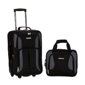 Fashion Expandable 2-Piece Carry On Softside Luggage Set, Black/Gray