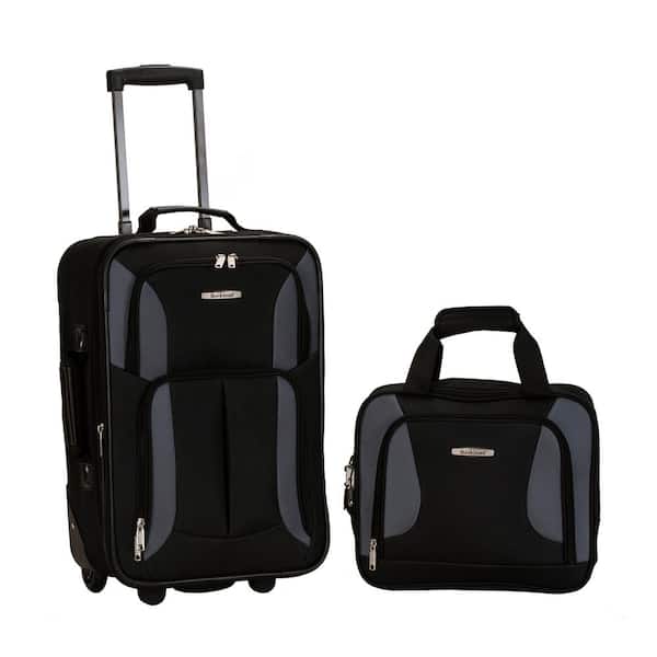 Rockland Fashion Expandable 2-Piece Carry On Softside Luggage Set, Black/Gray