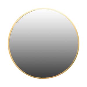 32 in. W x 32 in. H Modern Round Aluminum Framed Gold Mirror, Wall Mounted