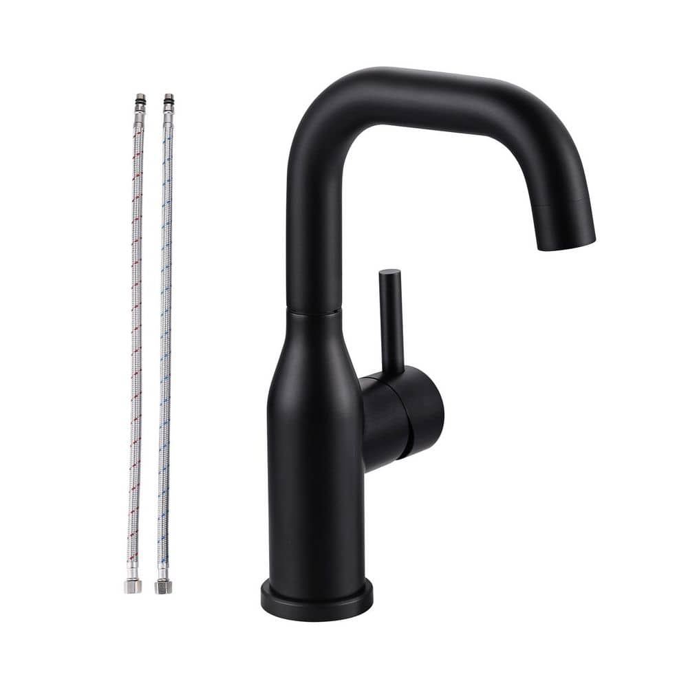 Single Handle Single Hole Kitchen Bar Faucet with Water Supply Lines in Matte Black price history on PriceWatchPro