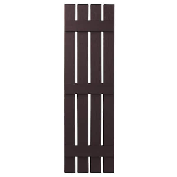 Ply Gem 16 in. x 59 in. Polypropylene Plastic 4-Board Open Board and Batten Shutters Pair in Winestone